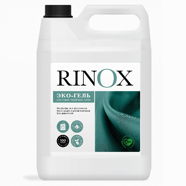 Эко-гель для стирки тканей всех типов Rinox Universal Eco, 5л,
