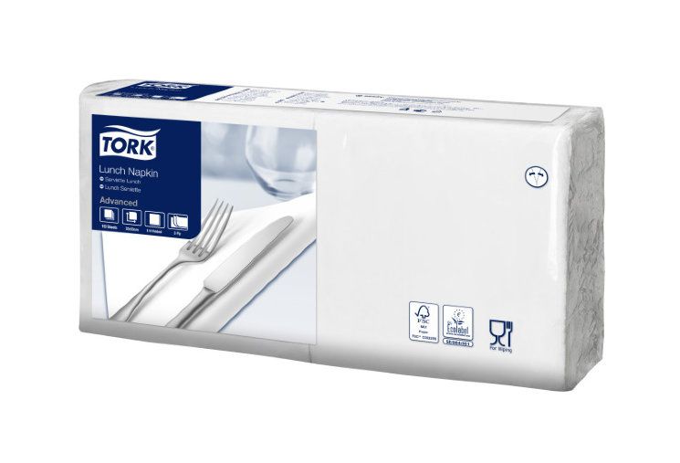 Tork Салфетки белые 3сл 33х33 LunchNap 