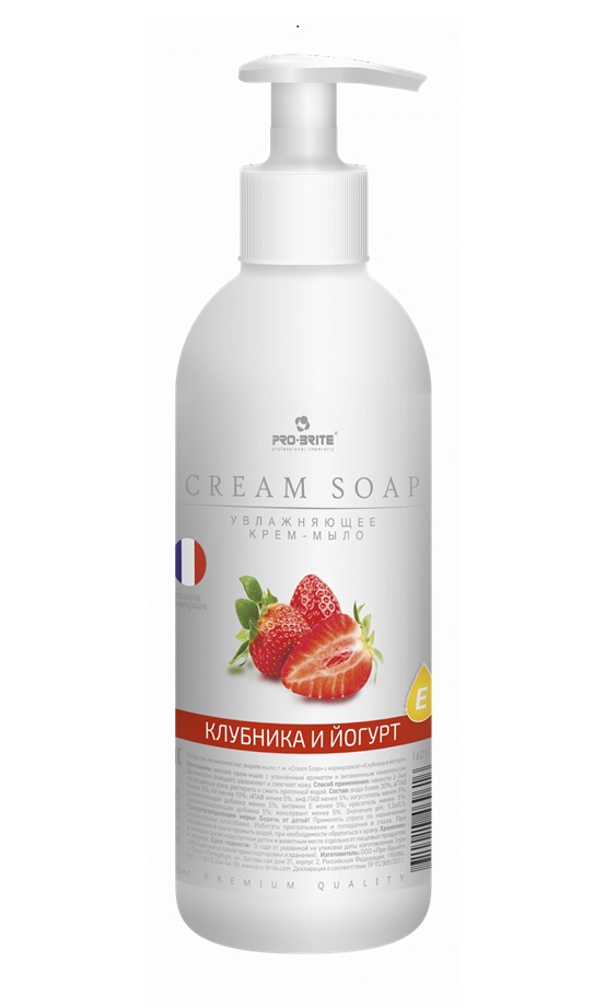 Увлажняющее крем-мыло Cream Soap Клубника и йогурт (Premium) 0,5л 
