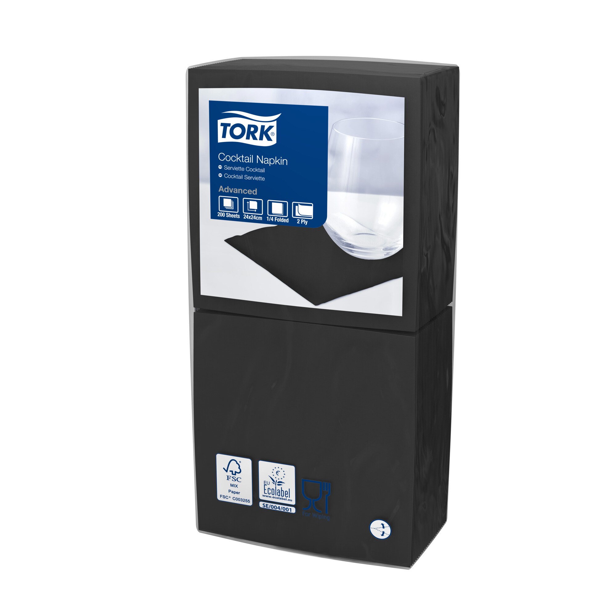 Салфетки Tork, 24 х 24 см, черные