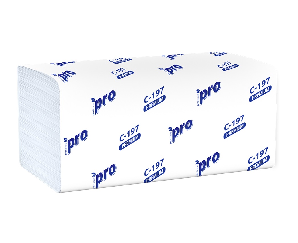 Полотенца бумажные листовые "Protissue" V сложения, 2 слоя, 200 листов, арт. С197
