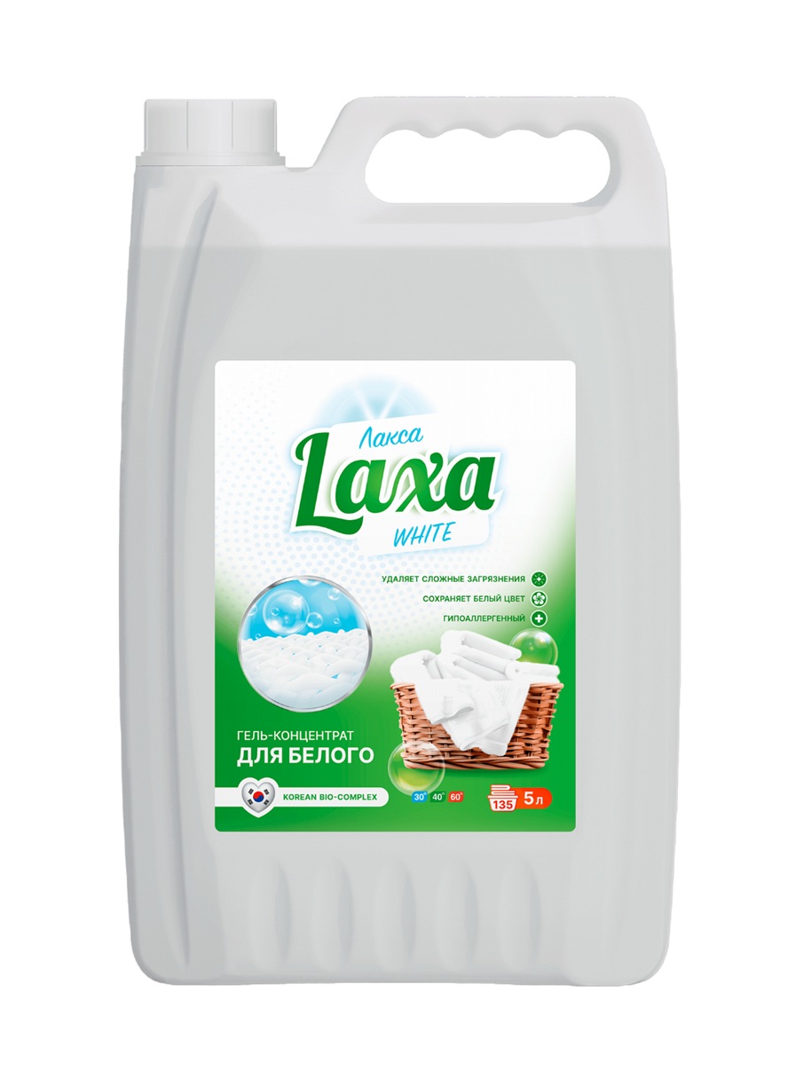 Гель для стирки белых вещей 1682-5 Laxa White, 5л 
